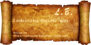 Ledniczky Benjámin névjegykártya